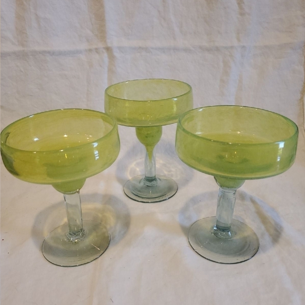 Set Of 3 Crate & Barrel Calypso Margarita Glasses